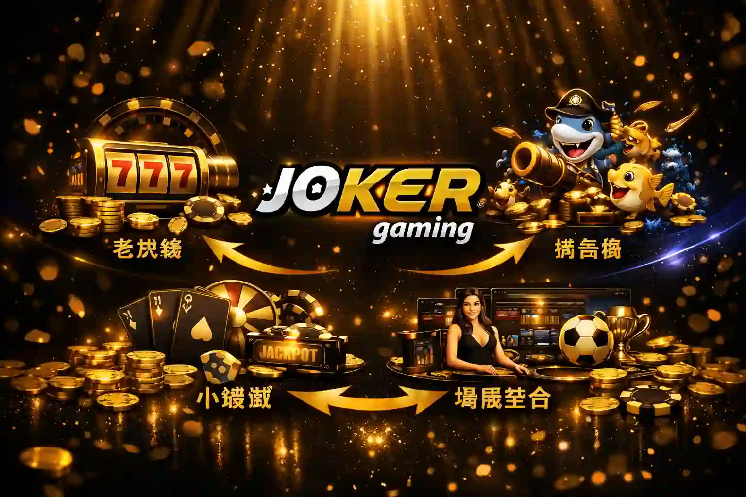 joker gaming 多元遊戲生態與場館整合示意圖