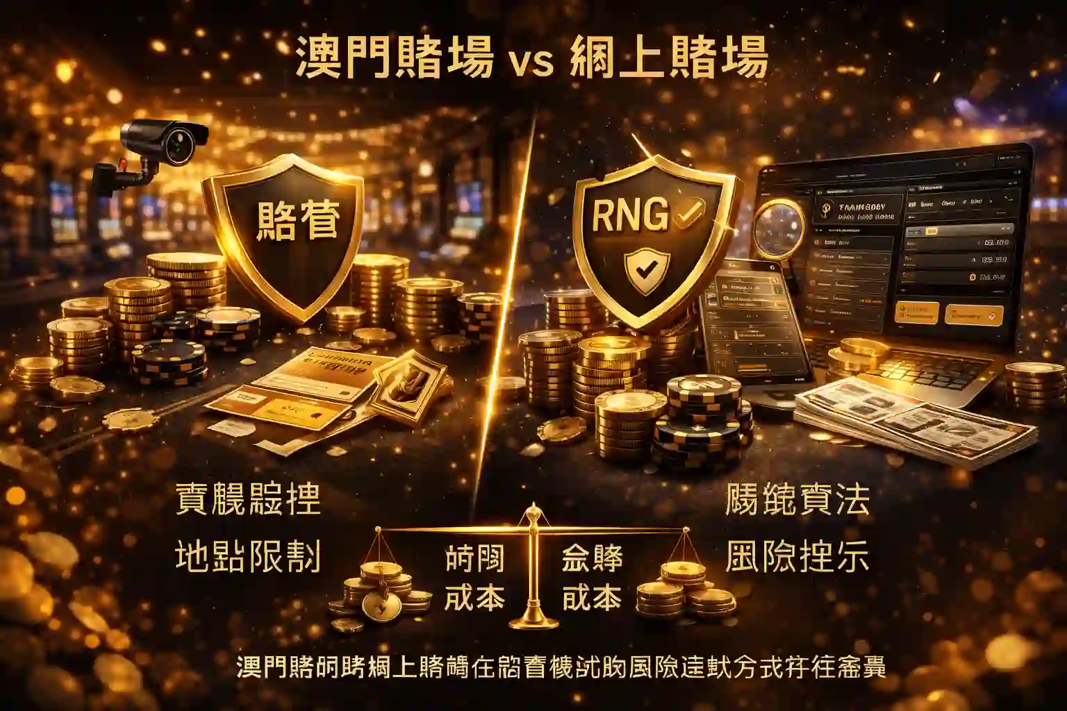 澳門賭場與網上賭場監管與安全結構對比示意圖