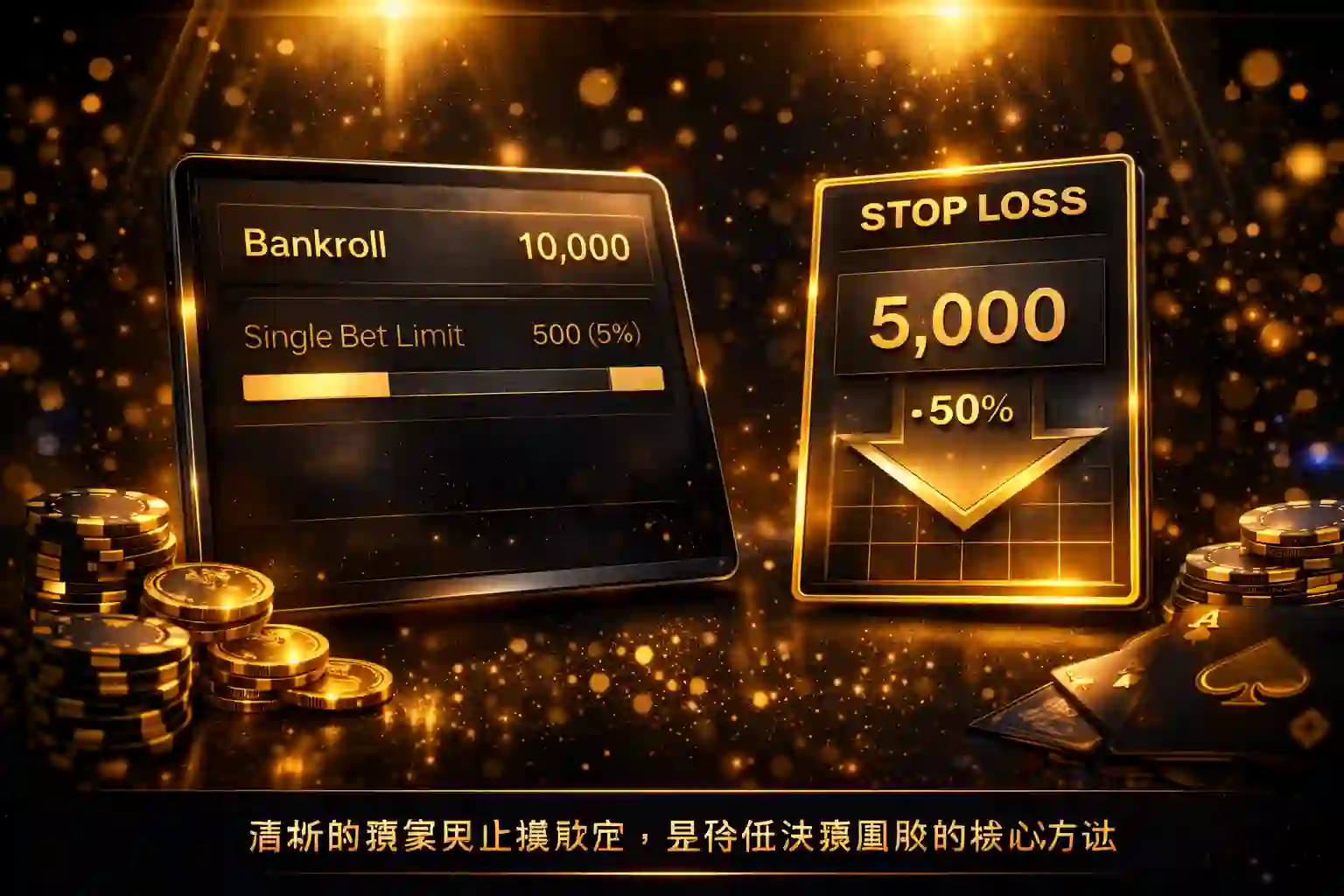 老虎機資金管理與止損設定示意圖