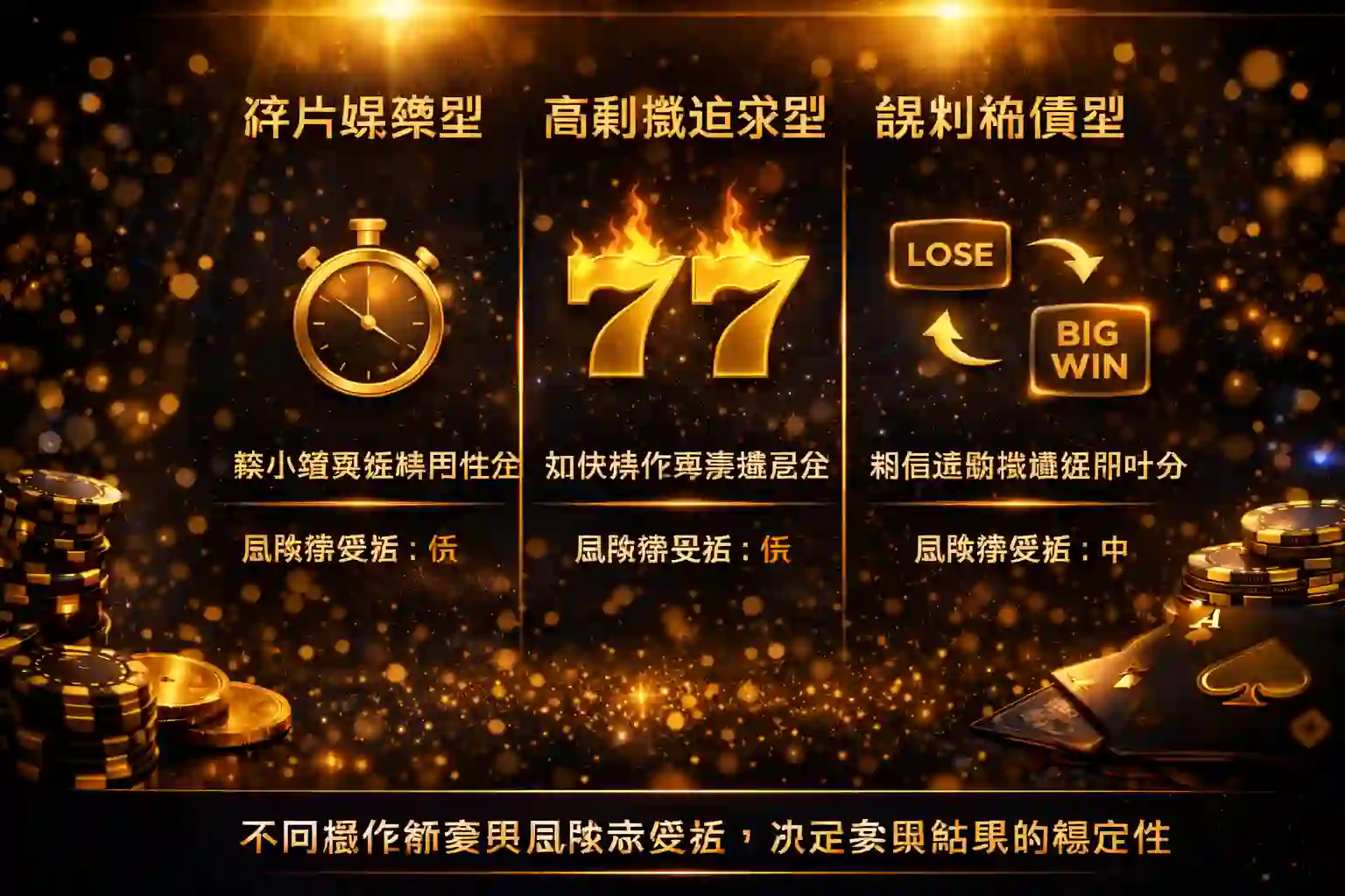 老虎機玩家常見行為模式與風險差異示意圖