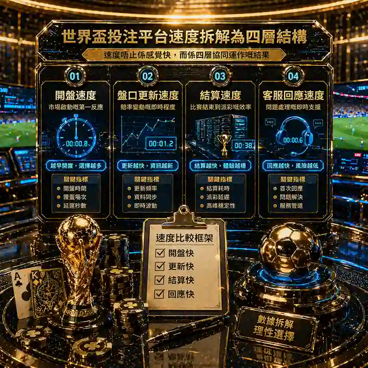 世界盃投注平台速度比較應拆開為開盤更新結算與回應四層