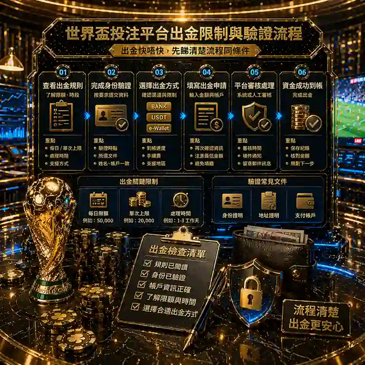 世界盃投注平台出金比較要同時看限額時點與驗證安排